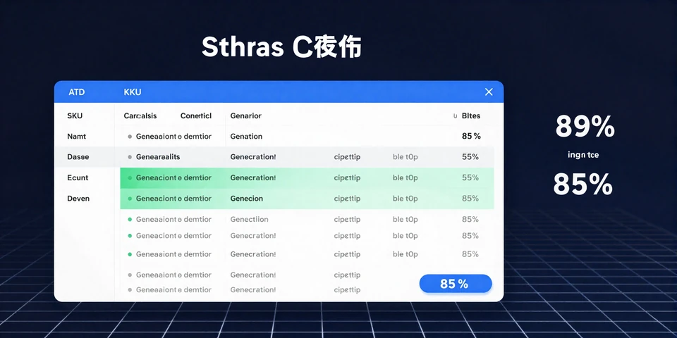 Smart Tables interface showing CSV product catalog with AI-generated unique descriptions per SKU