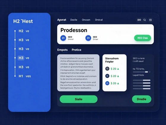 Vsesvit AI article writer interface showing heading hierarchy, SEO scoring, and research panel